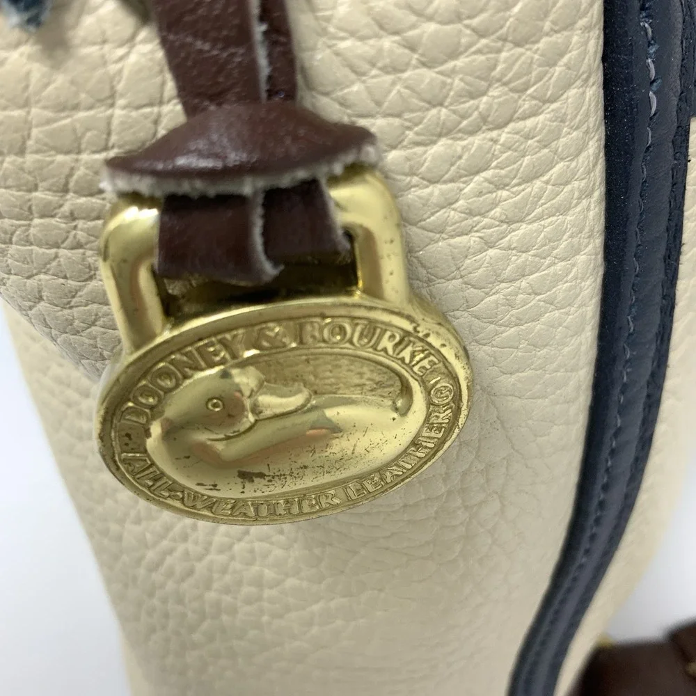 Vintage Dooney & Bourke Teton Cream & Brown Pebbled Leather Backpack Rare‎ USA